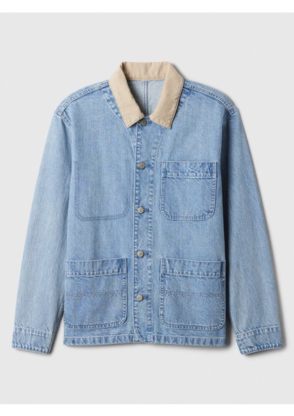 Erkek Mavi Relaxed Denim Chore Ceket fiyatları