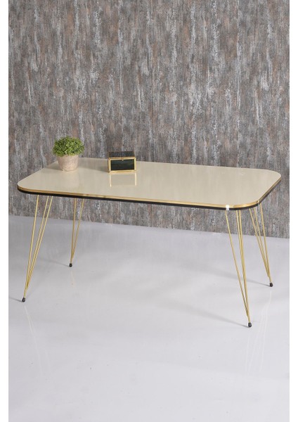 Zigon Sehpa ve Orta Sehpa Kr Set Çift Gold Krem Tel Ayak fırsatları