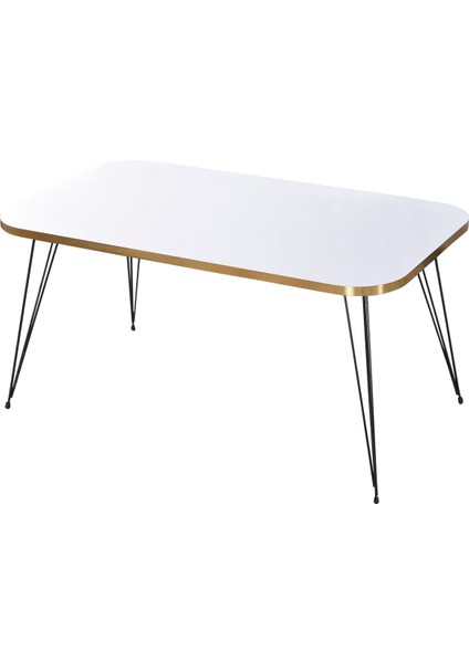 Zigon Sehpa ve Orta Sehpa Kr Set Siyah Tel Ayak Altın Beyaz