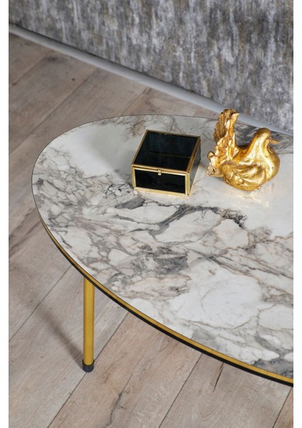 Zigon Sehpa ve Orta Sehpa Elips Set Çift Gold Efes Metal fırsatları