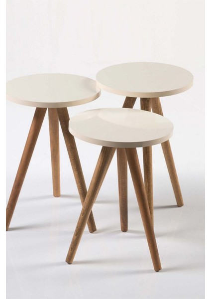 Zigon Sehpa ve Orta Sehpa Set Ahşap Kr Torna Krem modelleri