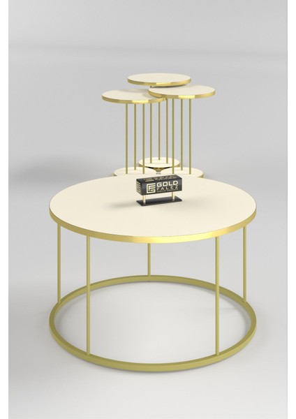 Orta Sehpa ve Zigon Sehpa Terra Set Gold Krem fiyatları