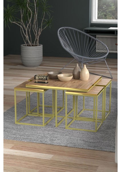 Orta Sehpa ve Zigon Sehpa 5'li Lüx Set Altın Ceviz indirimleri