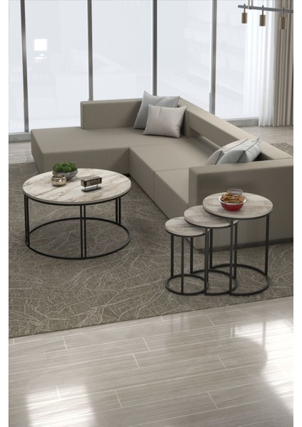 Orta Sehpa Tekli ve 3'lü C Zigon Sehpa Kombin Set Efes