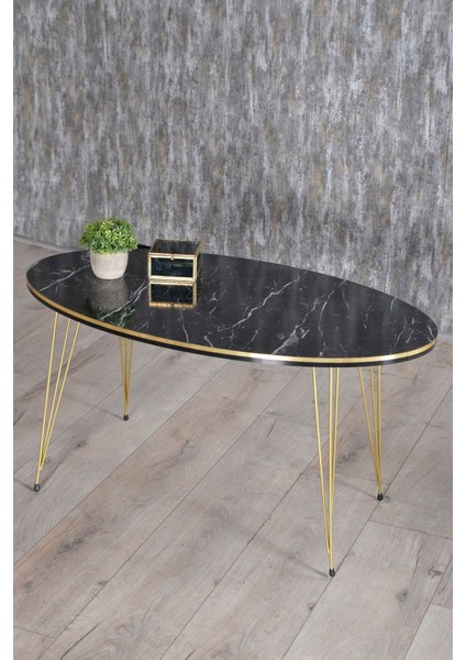 Zigon Sehpa ve Orta Sehpa Elips Set Tel Ayak Çift Gold Bendir fiyatları