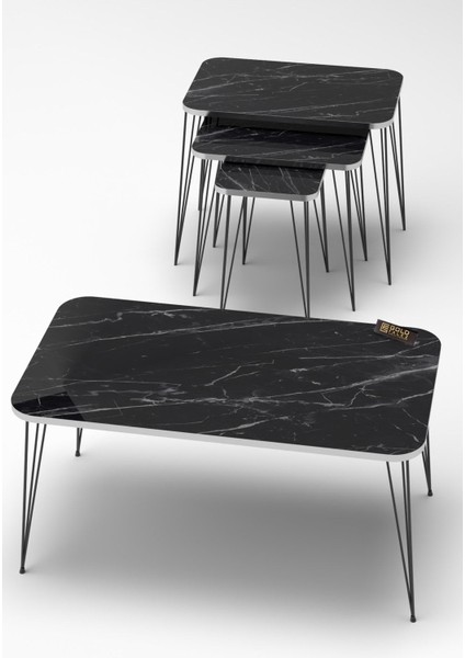 Zigon Sehpa Kr ve Orta Sehpa Kr Set Gümüş Bendir Tel Ayak Siyah indirimleri