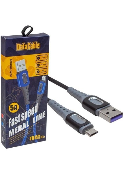 PM-3780 Örgülü 5 Amper Micro USB Hızlı Şarj Data Kablosu