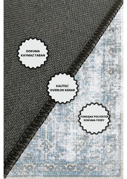 Mavi Eskitme Kilim Desenli Halı Dijital Baskılı Dokuma Kaymaz Tabanlı Yıkanabilir Antialerjik Oturma Odası Halısı indirimleri