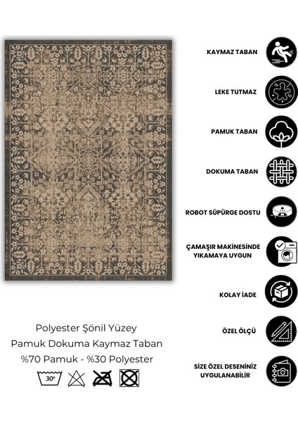 Kahverengi Eskitme Halı Dijital Baskılı Dokuma Kaymaz Tabanlı Yıkanabilir Antialerjik Salon Halısı indirimleri