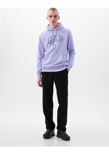 Erkek Lila Gap Logo Fransız Havlu Kumaş Sweatshirt