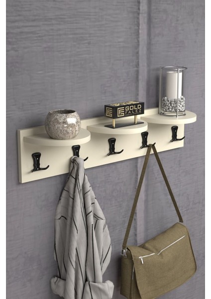 Askılık Duvar Elbise Askılığı Portmanto 80 cm Krem