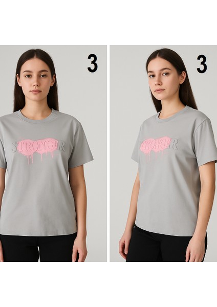Kadın Kabartma Baskı Işlemeli Kaliteli Tişört