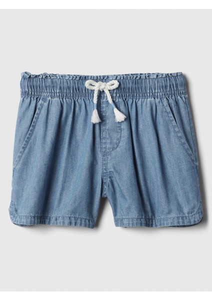 Kız Çocuk Açık Mavi Chambray Pull-On Şort