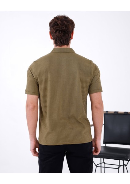 Fitilli Yarım Fermuarlı Polo Yaka Tshirt modelleri