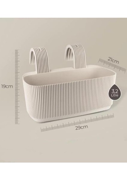 KRS-249 Dekoratif Plastik Pera Askılı Balkon Saksı 3.2 Litre