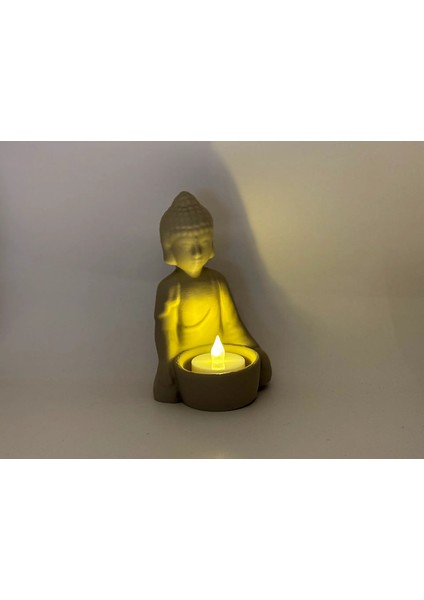 Buddha Buda LED Mumluk Gri Renk