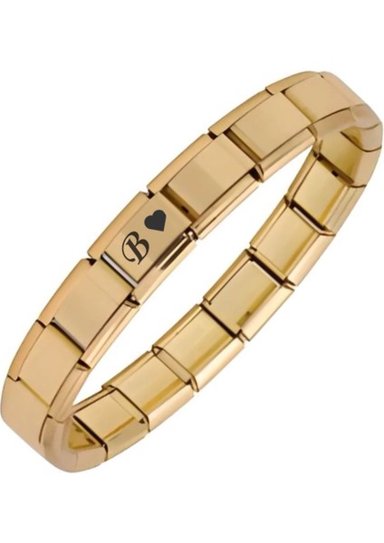 Fashion Way B Harfli Italyan Charm Bileklik Sarı Takı Akseuar