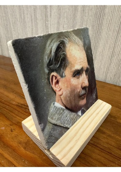 Atatürk Baskılı Taş Masa Üstü Tablo Dekor 10X10CM - Tablo - Dekor fiyatları