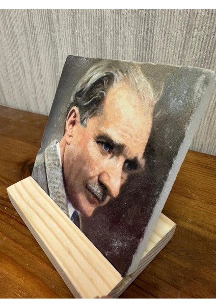 Atatürk Baskılı Taş Masa Üstü Tablo Dekor 10X10CM - Tablo - Dekor modelleri