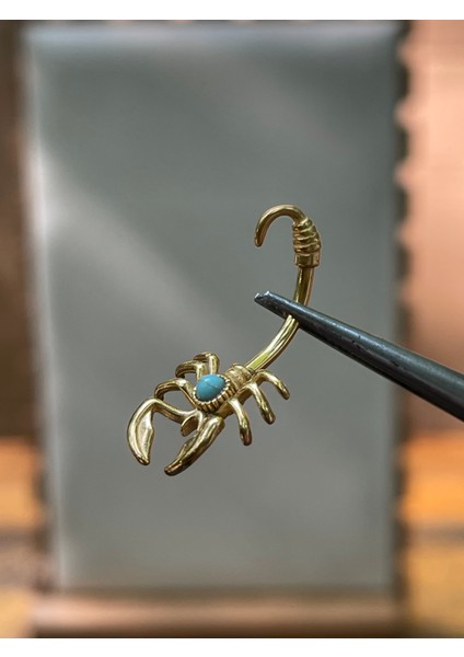 316 L Cerrahi Çelik Firuze Taşlı Gold Akprek Modeli Göbek Piercingi fiyatları
