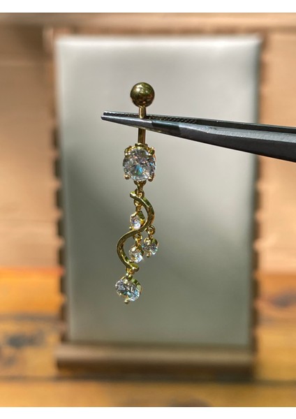 316 L Cerrahi Çelik Pırlanta Modeli Sallantılı Zirkon Taşlı Göbek Piercingi fiyatları