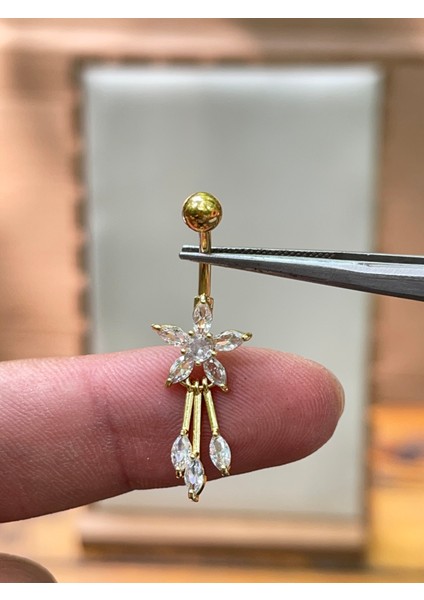 316 L Cerrahi Çelik Markiz Kesim Pırlanta Modeli Sallantılı Göbek Piercingi fiyatları