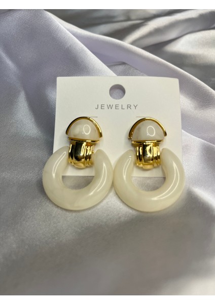 Kadın Modern Tasarım Gold Detaylı Küpe