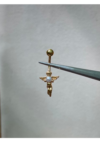 316 L Cerrahi Çelik Incili Melek Modeli Gold Göbek Piercingi fiyatları
