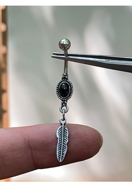 316 L Cerrahi Çelik Tek Yaprak Sallantılı Etnik Model Göbek Piercingi