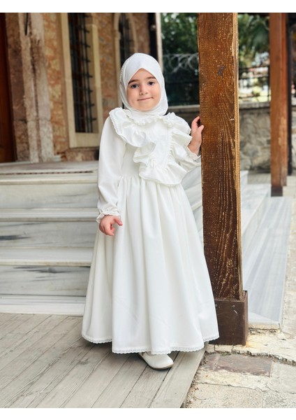 Ayperi Kız Çocuk Tesettür Elbisesi Merasim Elbisesi,başörtülü Takım 3-12 Yaş Uygun