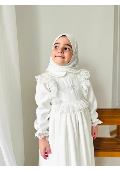 Kız Çocuk Tesettür Elbisesi Merasim Elbisesi,başörtülü Takım 3-12 Yaş Uygun modelleri