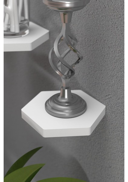 Duvar Rafı Dekoratif 3 Adet Çiçeklik Altıgen Beyaz fiyatları