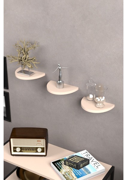 Duvar Rafı Dekoratif 3 Adet Çiçeklik Oval Krem fiyatları