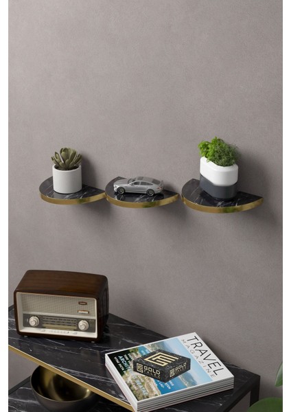 Duvar Rafı Dekoratif 3 Adet Çiçeklik Oval Altın Bendir fiyatları