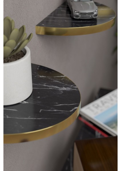 Duvar Rafı Dekoratif 3 Adet Çiçeklik Oval Altın Bendir modelleri