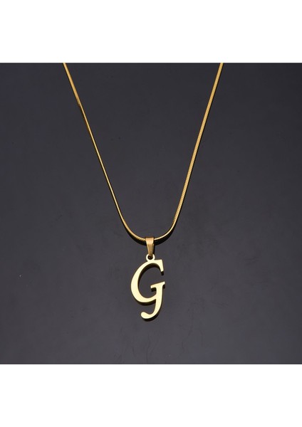 Modern Way G Harfli Erkek Kadın Çelik Kolye Sarı Takı Aksesuar