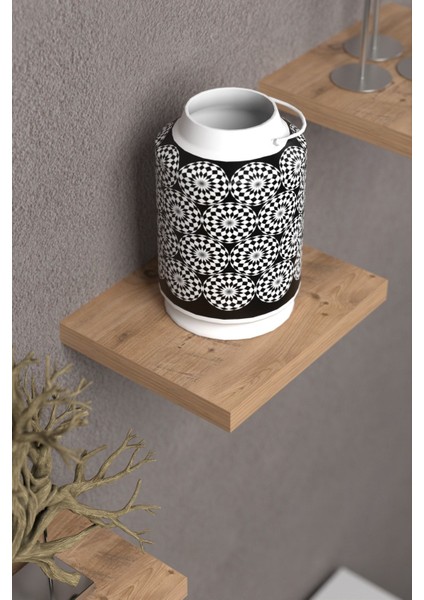 Duvar Rafı Dekoratif 3 Adet Çiçeklik Kare Ceviz modelleri