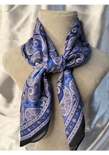 Erkek Kadın Unisex Mavi Paisley Desenli Şık Soft Fular – Günlük ve Özel Gün Kombinleri Için