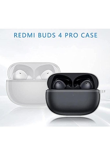Xıaomı Redmi Buds 4 Pro ile Uyumlu Kılıf Tam Kapatan Çengelli Sert Silikon Şeffaf Parmak Izi Yapmayan Pürüzsüz Şeffaf Buds 4 Pro Kılıf