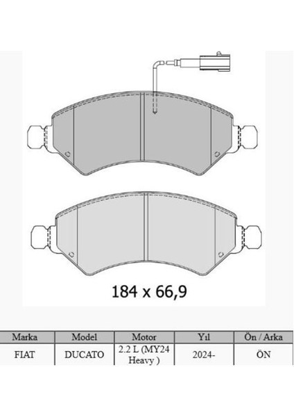 Ön Fren Balatasi Fiat Ducato-Boxer-Movano-Jumper 24 2.2d Mtj 2.3d Mtj Dpmah