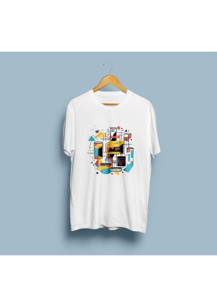 Oversize Geometrik Desenler Tasarım Unisex T-Shirt