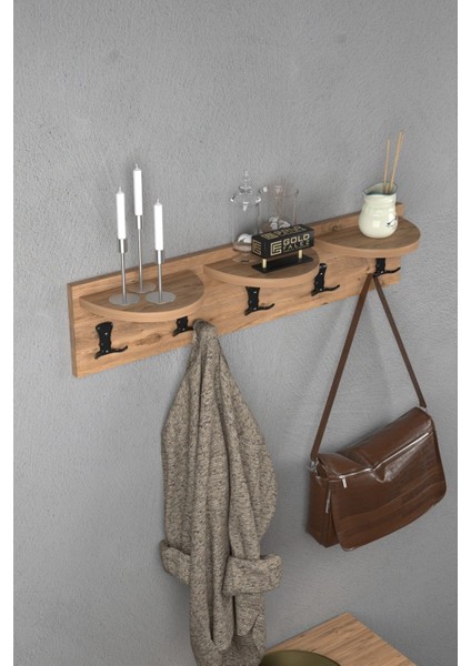 Askılık Duvar Elbise Askılığı Portmanto 80 cm Ceviz