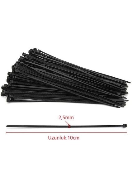 2,5X100 Siyah 10CM Kablo Bağı Cırt Kelepçe TOPLAYICI-500 Adet