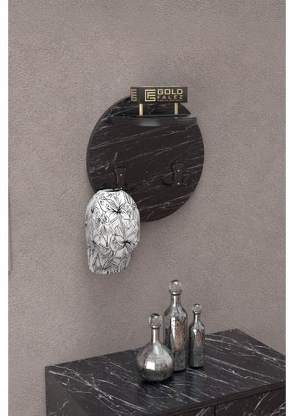 Askılık Duvar Elbise Askılığı Portmanto Üstü Siyah Mermer Desen fırsatları