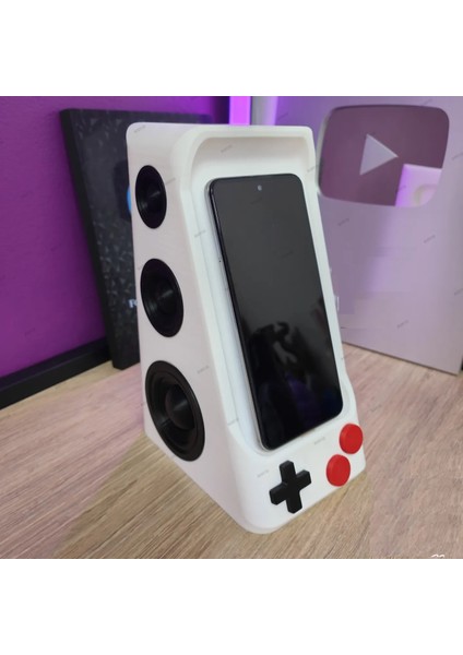 Hoparlör Kolonu Görünümlü Kulaklık ve Telefon Tutucu (Şarj Kablosu Kanalı Mevcuttur.)