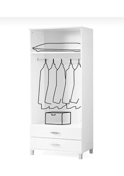 2 Kapılı Çok Amaçlı Dolap 80x46x189