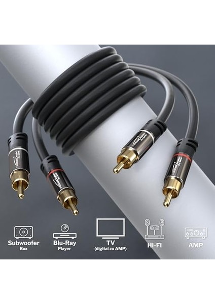 - 1,5m - Cinch Kablo, 2 Cinch-2 Cinch, Stereo Ses Kablosu (Koaksiyel, Rca Fiş/fiş, Analog Veya Dijital, Derin Bas Hoparlör/amplifikatör/hifi ve Ev Sineması/blu-Ray/alıcı Için, Siyah)