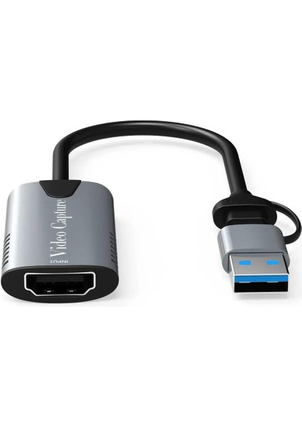 Type-C To USB 2in1 Video Capture Yakalama Kartı Uçlu HDMI To Type-C Pc Bilgisayar Video Adaptör Çevirici