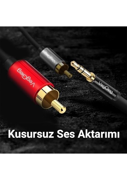 3.5mm Aux To 2 Rca Ses Kablosu 8 Metre