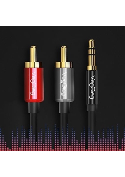 3.5mm Aux To 2 Rca Ses Kablosu 10 Metre
